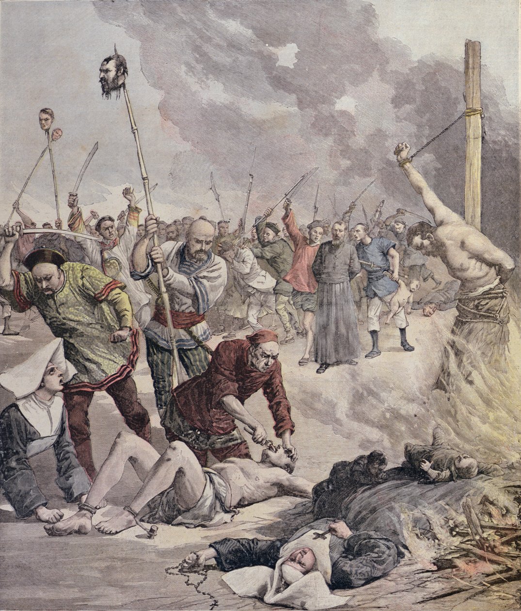 Masakry v Číně, z Le Petit Journal, 1891 od French School