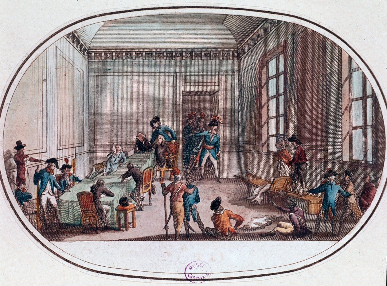 Maximilien de Robespierre zraněn v předsálí Comite de Salut Public od French School