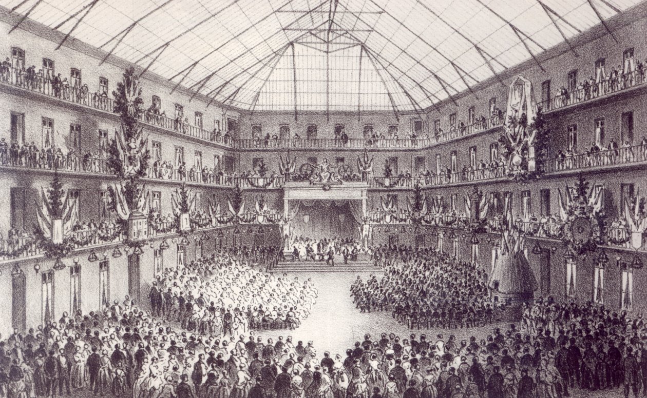 První máj ve Familistery of Guise, z Solutions Sociales od Jean-Baptiste Andre Godina (1817-88), Paříž, 1871 od French School