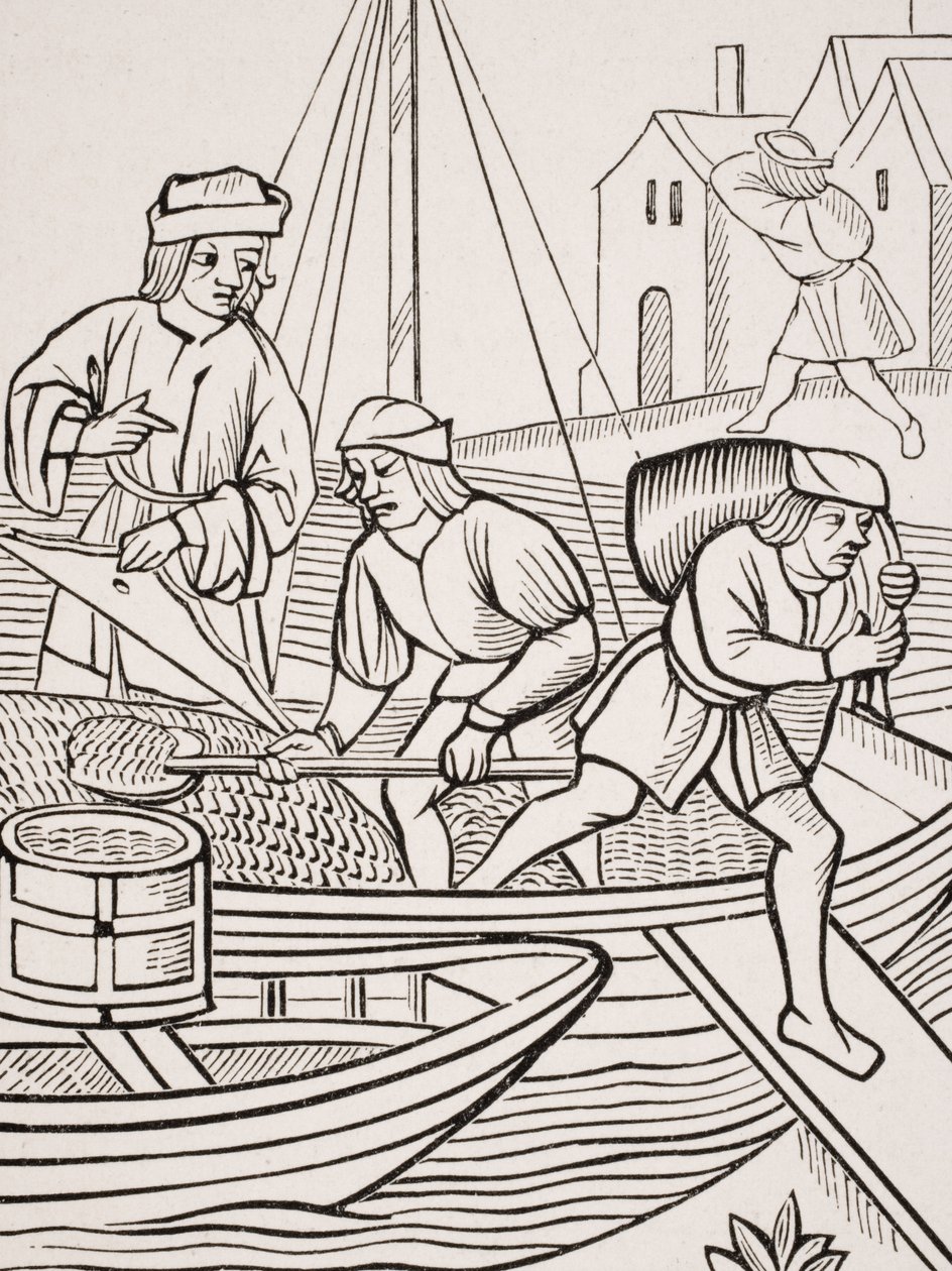 Měření soli podle dřevorytu v „Ordonnances de la Prevoste des Marchands de Paris“, 1500, z „Le Moyen Age et La Renaissance“ od Paula Lacroixe (1806-84) vydaného v roce 1847 od French School