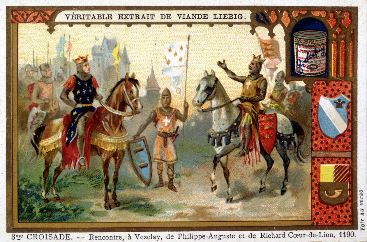 Setkání Philippa Augusta a Richarda Coeur de Lion ve Vezelay od French School