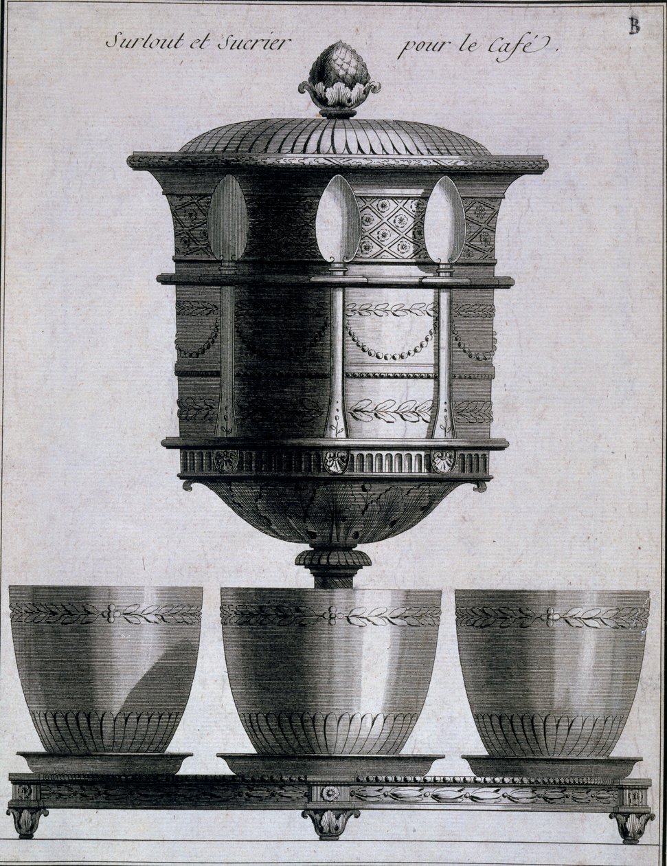 Kovové zpracování: kávová souprava se lžičkami a držákem na cukr, 1780-96 od French School