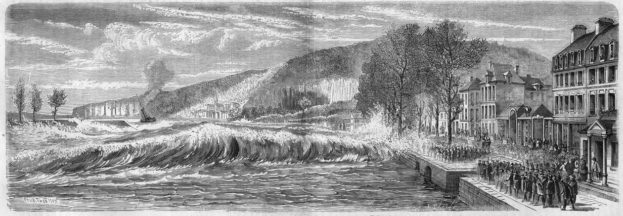 Meteorologický jev: účinek klisny na břeh Seiny do Villequier (Seine Maritime, 76), 9. března od French School