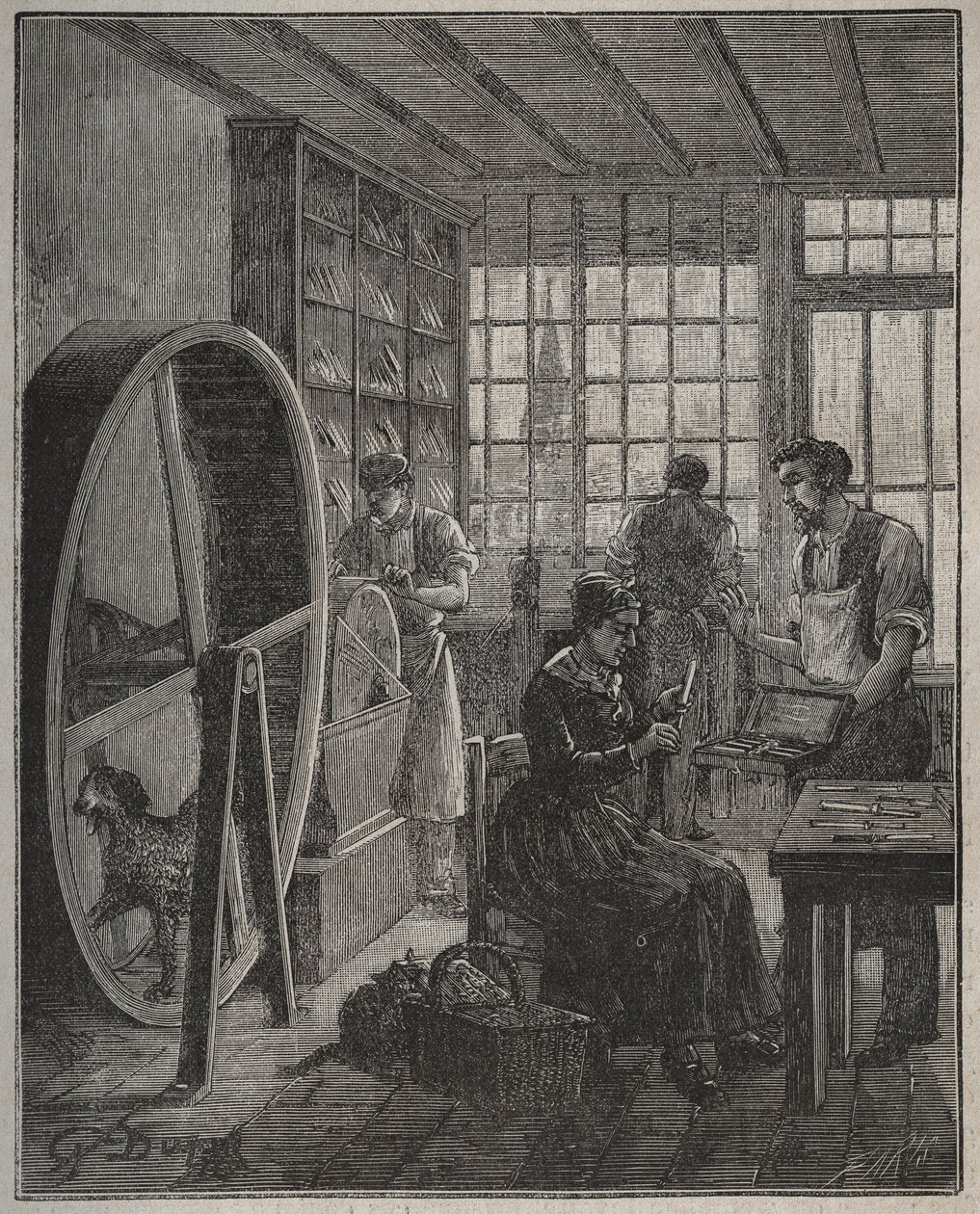 Metier a řemeslník: nožířský obchod v provincii v 19. století. Rytina z roku 1885 v „“Les arts et metiers illustres““ od Adolphe BITARDA. od French School