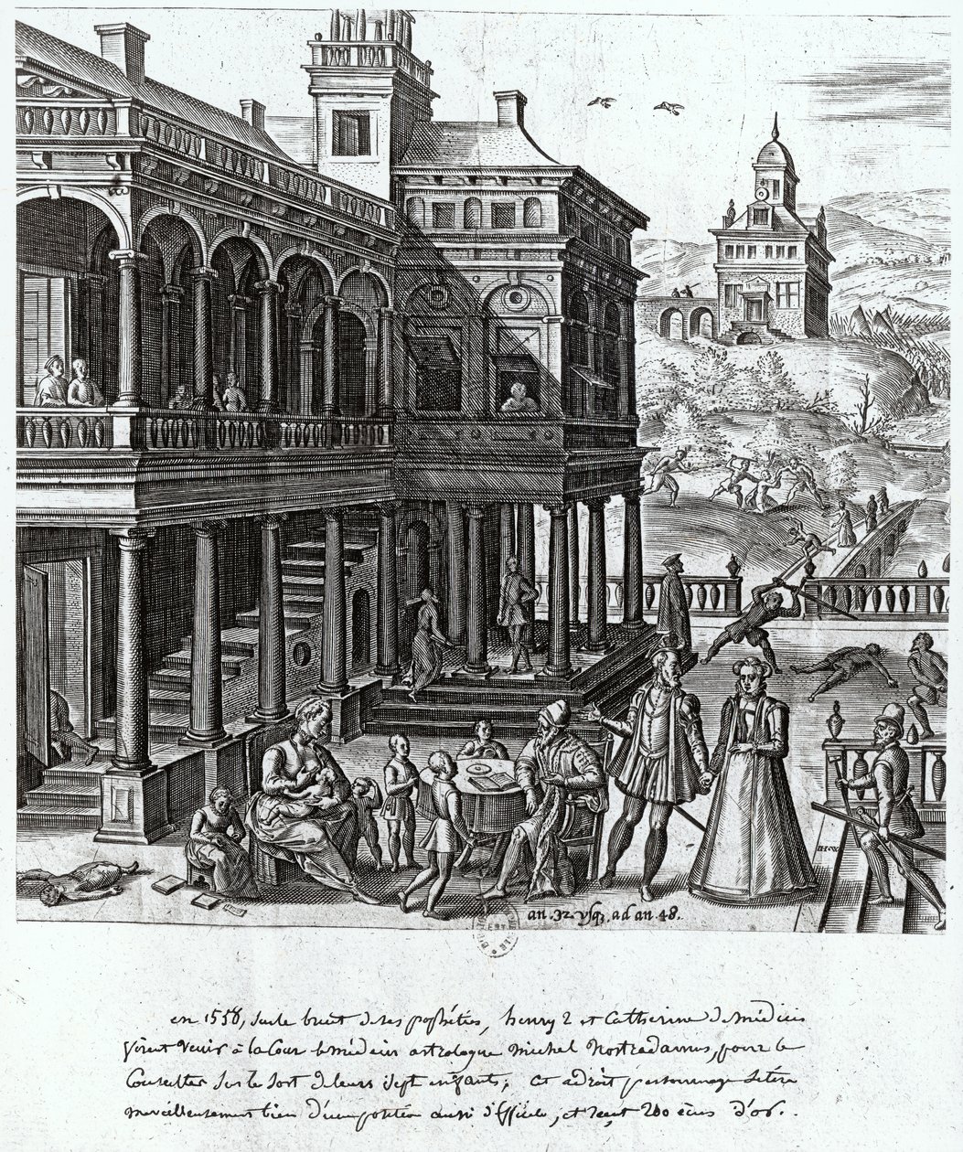 Michel de Nostradame (1503-66) byl konzultován o osudu sedmi dětí Kateřiny de Medici (1519-89) a Henriho II (1519-59) 1548 od French School