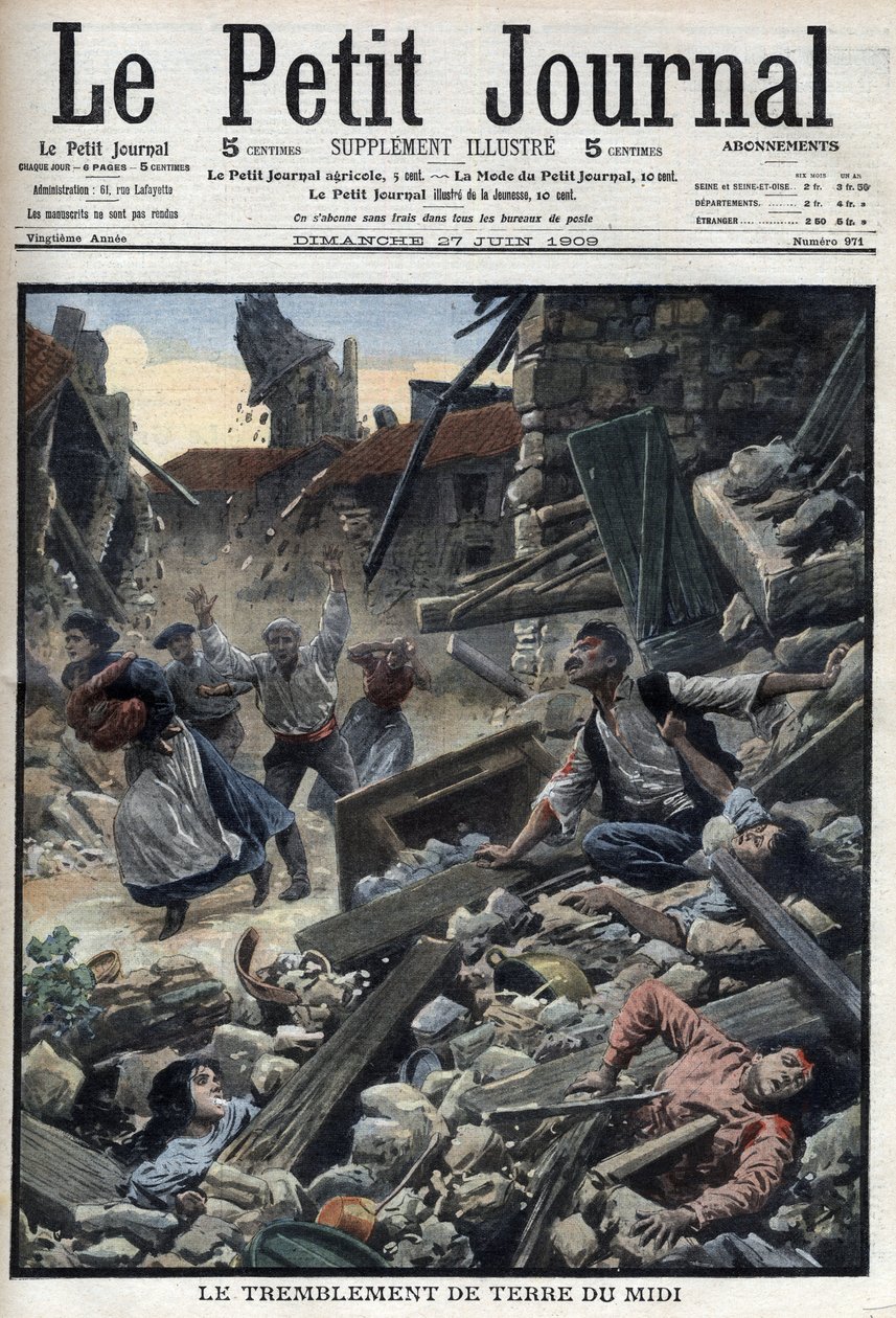 Zemětřesení v Midi v jihovýchodní Francii – „Le Petit Journal“ z 27. června od French School