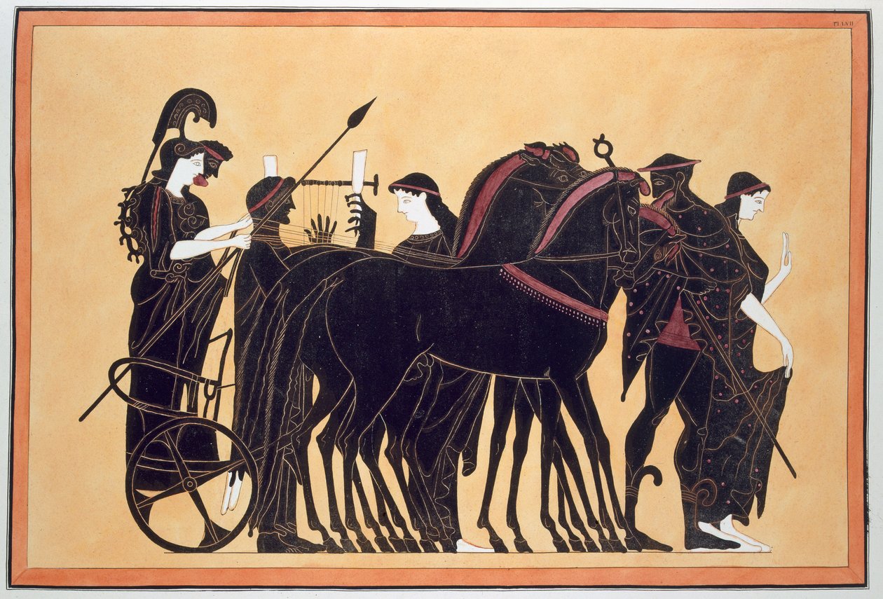 Minerva ve válečném voze s obsluhou, vydáno 1808-10 od French School