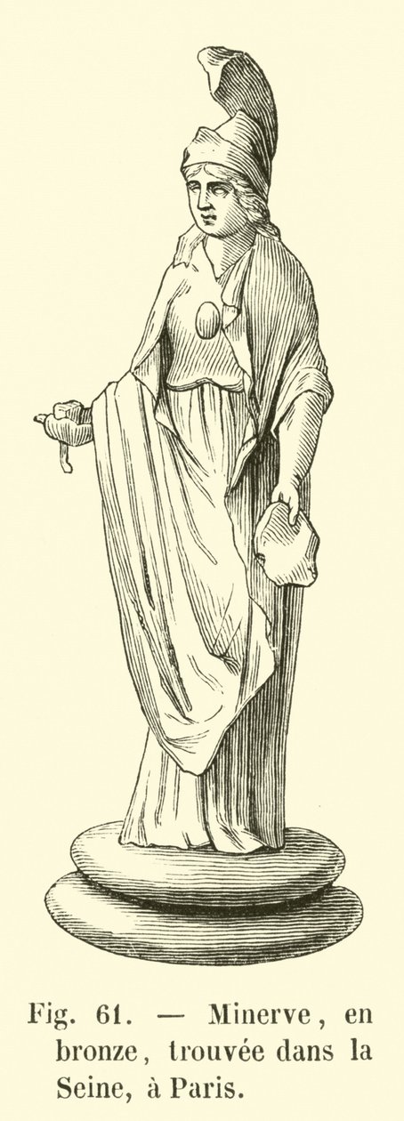 Minerve, bronz, nalezeno v Seině, Paříž (rytina) od French School