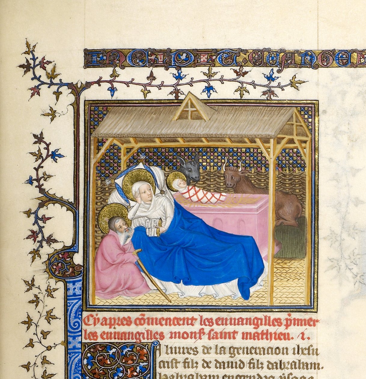 Miniatura s Narozením Krista, asi 1403-1404 (detail BL6425489) od French School