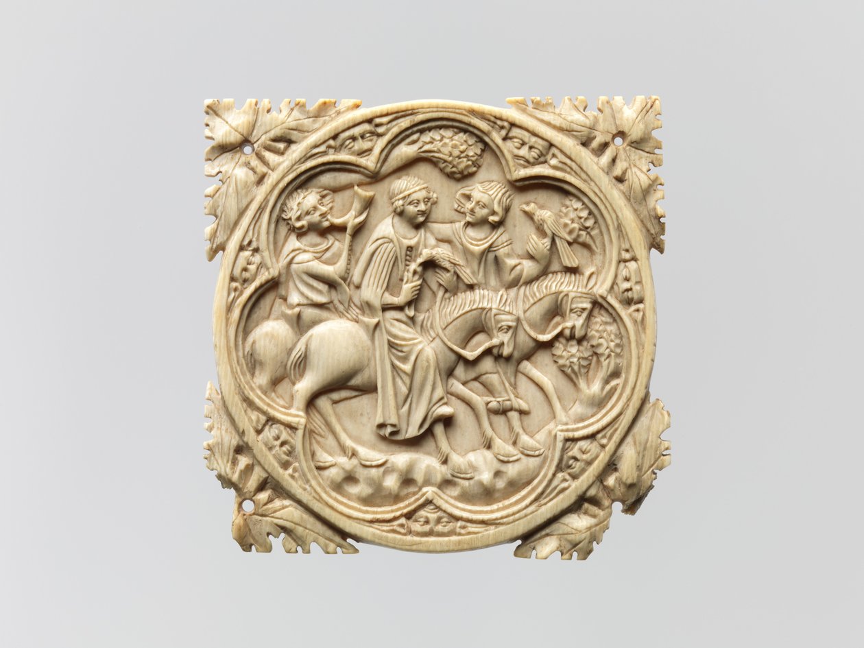 Mirror Case with a Falconing Party, 1330–60 od French School