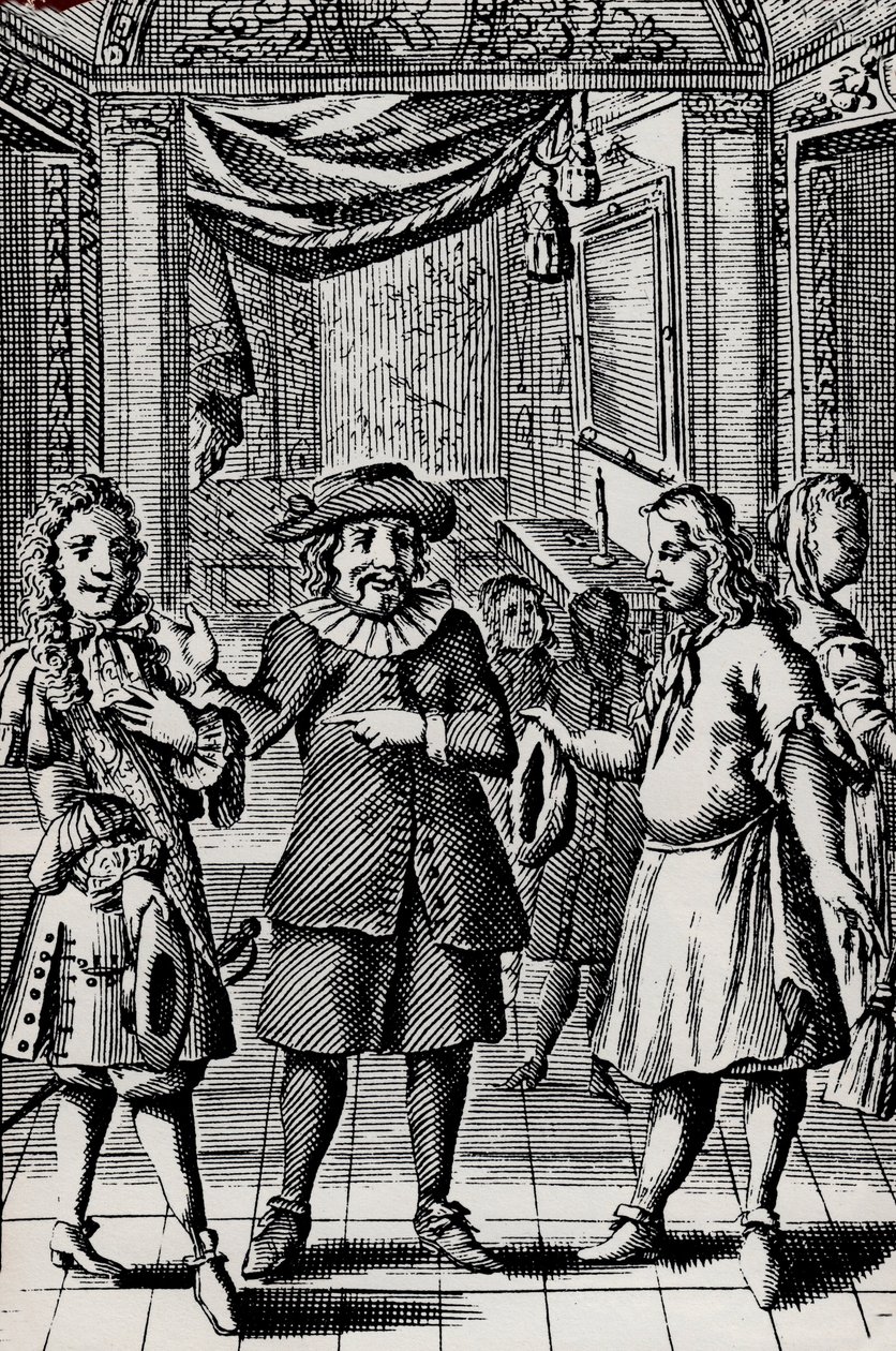 Miser, rytina z Molierova díla, pseudonym Jean-Baptiste Poquelin (1622-1673) - Scene de la piece od Moliere L