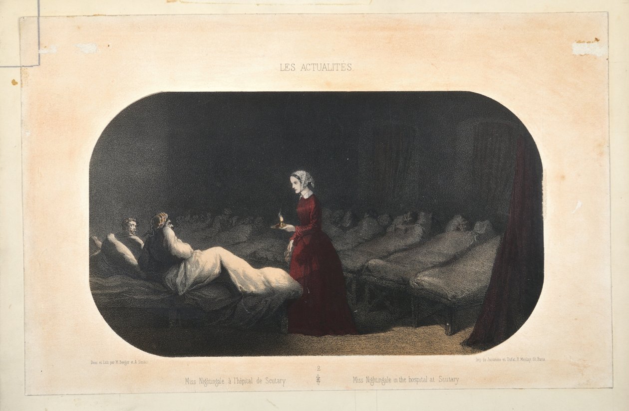 Slečna Nightingaleová v nemocnici ve Scutari, publikoval Jacomme et Dufat, Paříž, 1856 od French School