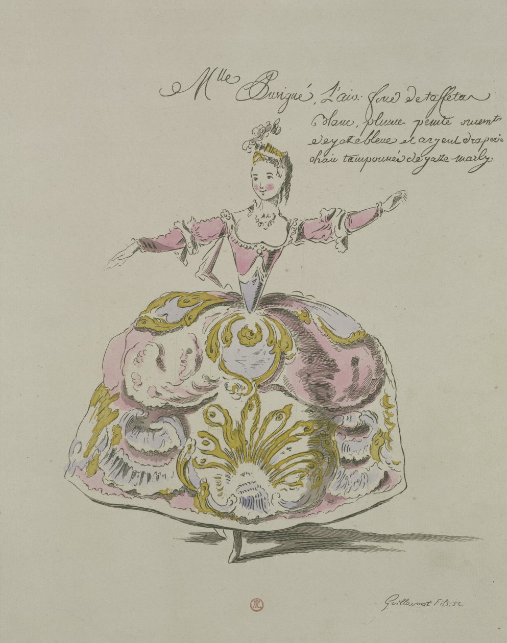 Miss Puvigne as Air, v Zoroastre, libreto Cahusac, složil Jean-Philippe Rameau (1683-1764), faksimile A. Guillaumot Fils, 1749 (barevná rytina) od French School