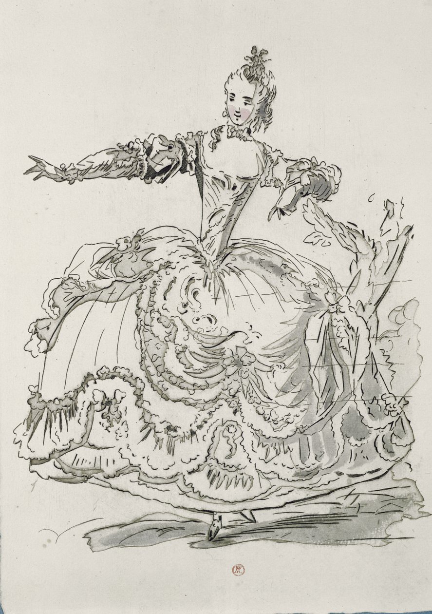 Slečna Puvigne jako Živá socha, v Pigmalion, libreto od Lamotte, složil Jean-Philippe Rameau (1683-1764) 1748 (barevná rytina) od French School