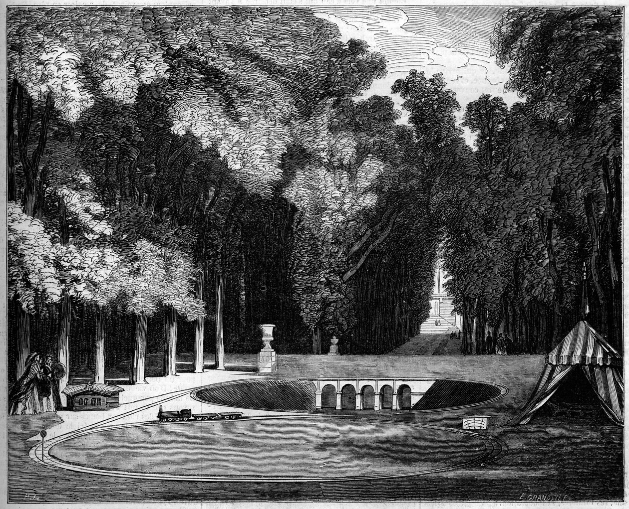 Model železnice postavený pro prince Imperial (syn Napoleona III), v Saint Cloud Park od French School