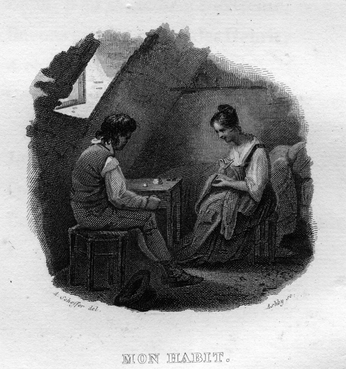 Mon habit Chanson de Beranger in „“ Oeuvres Completes““ (1834) od Pierra Jeana de Berangera (1780-1857), francouzského básníka a skladatele. od French School