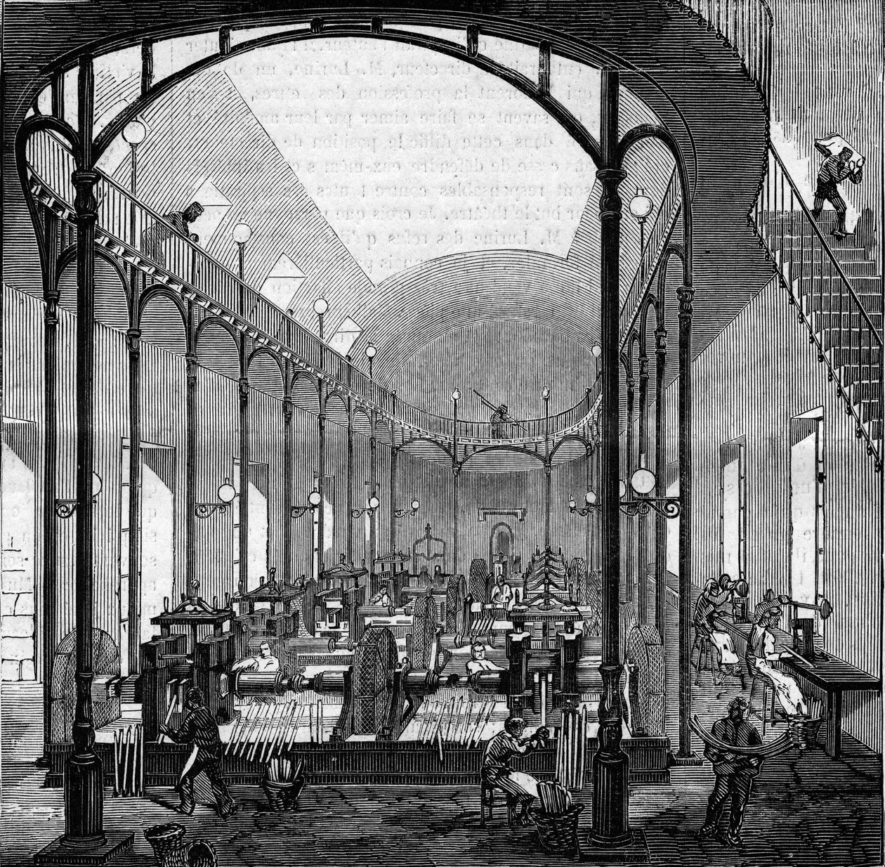 Vydělávání peněz: válcování a řezání. Rytina v „“ Le Monde Illustré““ č. 145 z 21. ledna 1860. od French School
