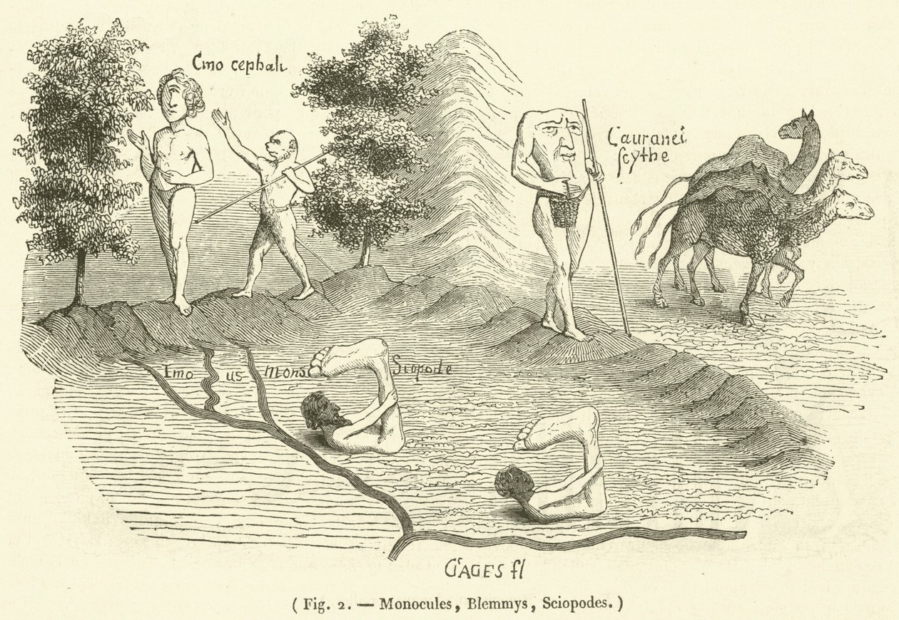 Monocules, Blemmys, Sciopodes (rytina) od French School