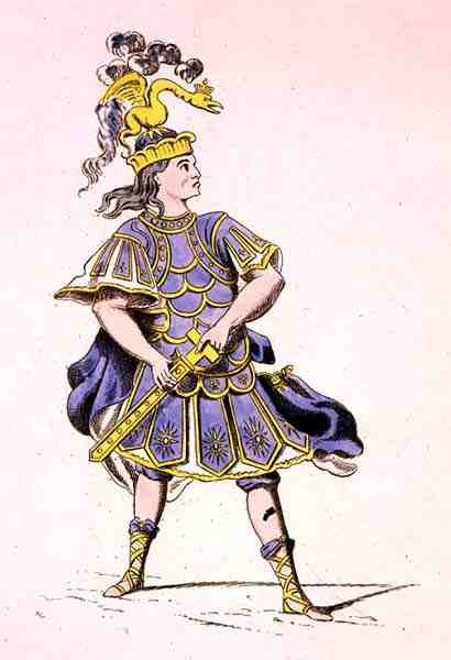 Pan Le Kain jako Achilles v Ifigenii v Aulidě, Jean Racine (1639-99) 1679 (barevná rytina) od French School