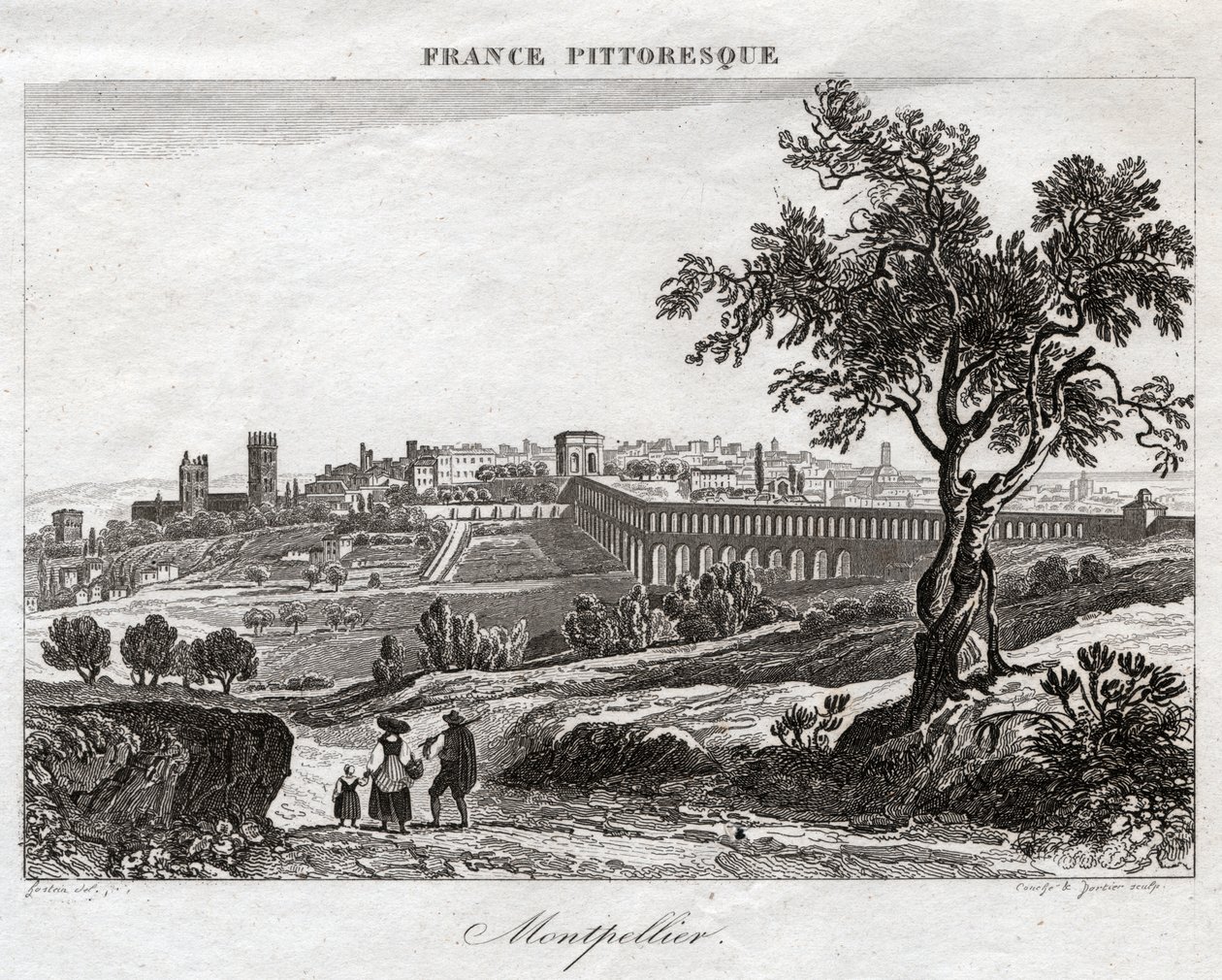 Montpellier. (rytina, cca 1850) od French School