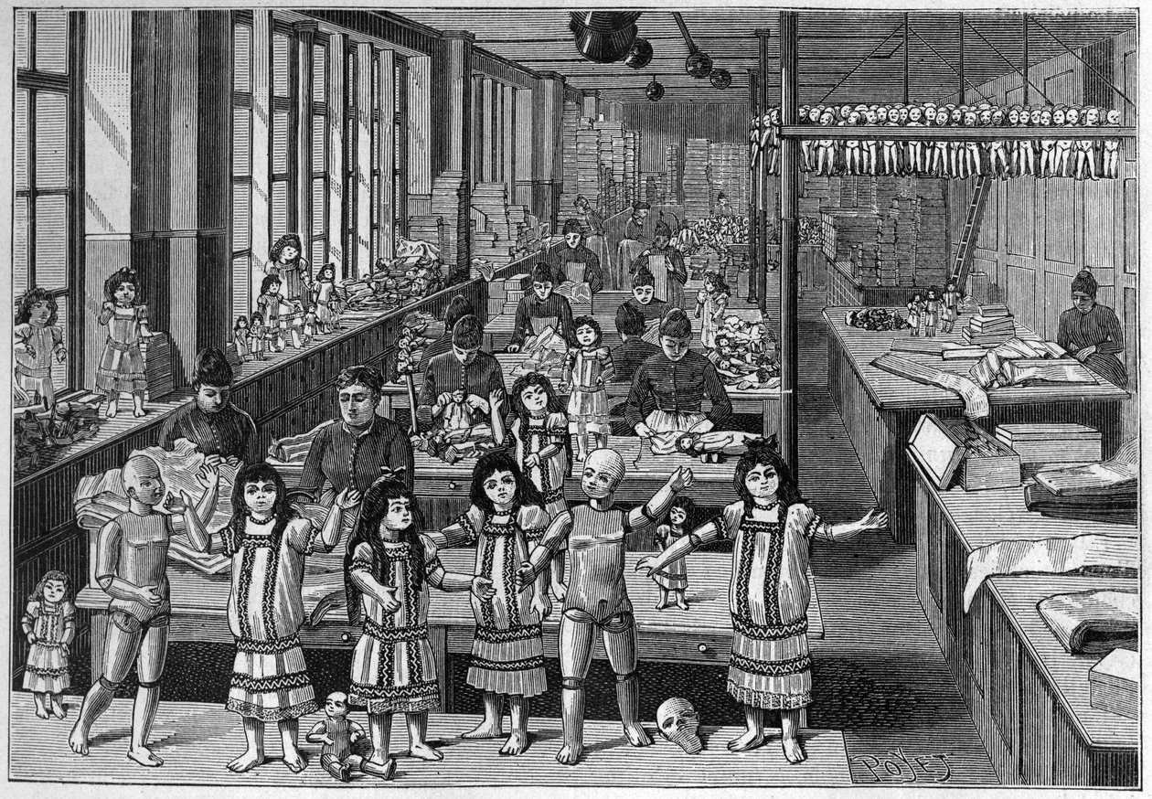 Továrna na panenky v Montreuil v roce 1888. od French School