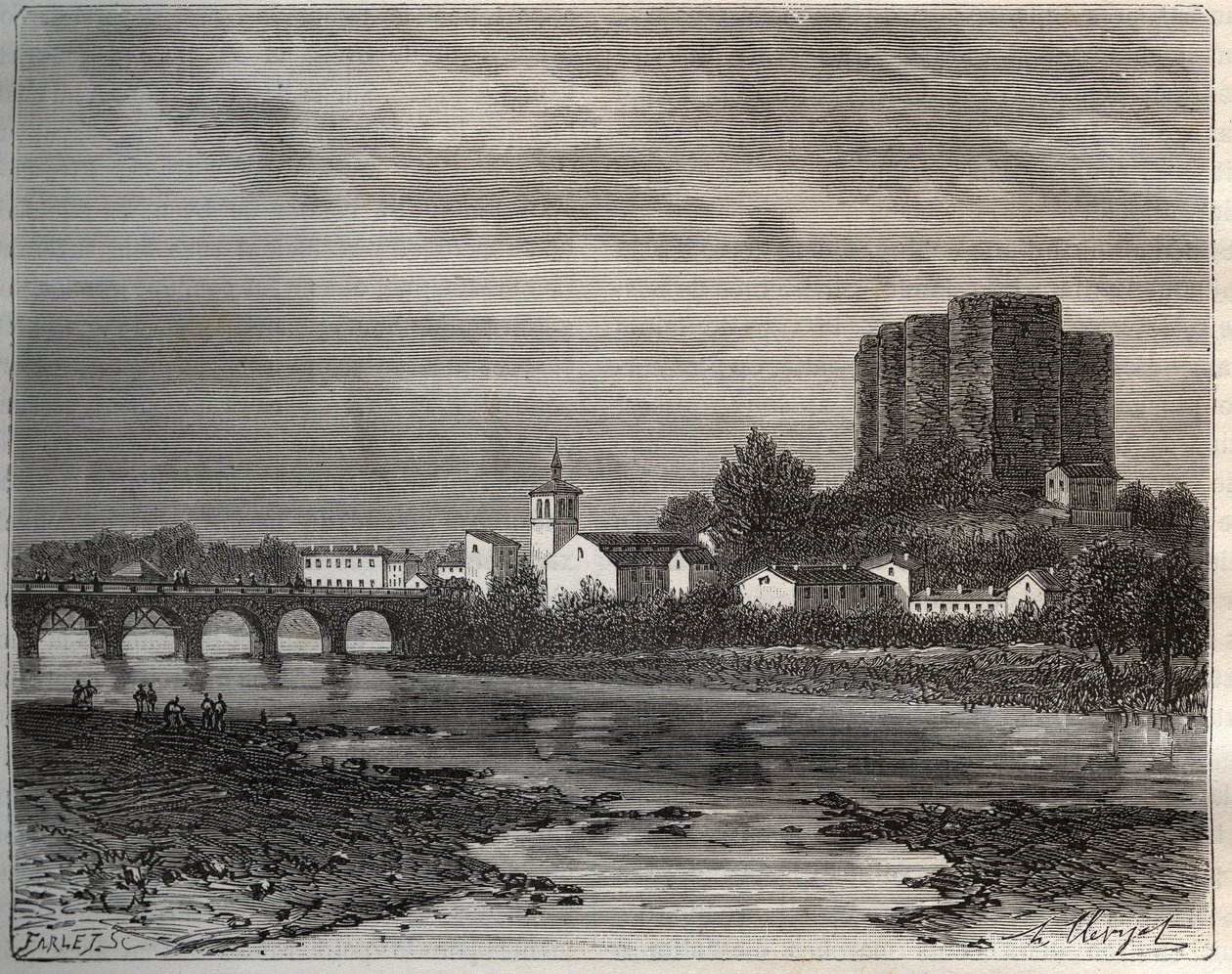 Montrond-les-Bains (Montrond les Bains) departement Loiry v regionu Rhone-Alpes - rytina „La France illustree: geografie, historie, statistická správa“ od V.-A. Sladově hnědá. 1884 od French School
