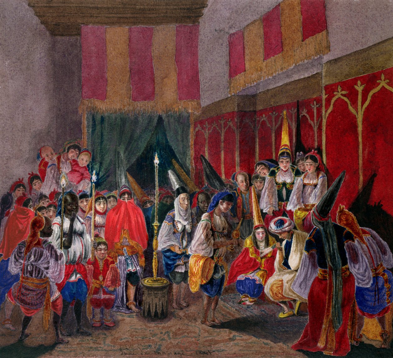 Maurská svatba v Alžírsku, asi 1840-45 (čb na papíře) od French School