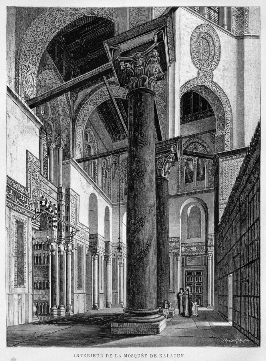 Mešita a Madrasa Qalawun, vnitřní pohled, ilustrace z LEgypte od Georga Moritze Eberse (1837-98) 1881 od French School