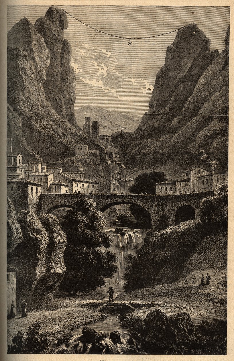 Moustiers-Sainte-Marie (Moustiers Sainte Marie) - Alpes-de-Haute-Provence - rytina „“ PATRIE“ - PIQUE POPIS FRANCIE V 6 SVAZTECH LUCIEN HUARD - konec 19. stol. od French School