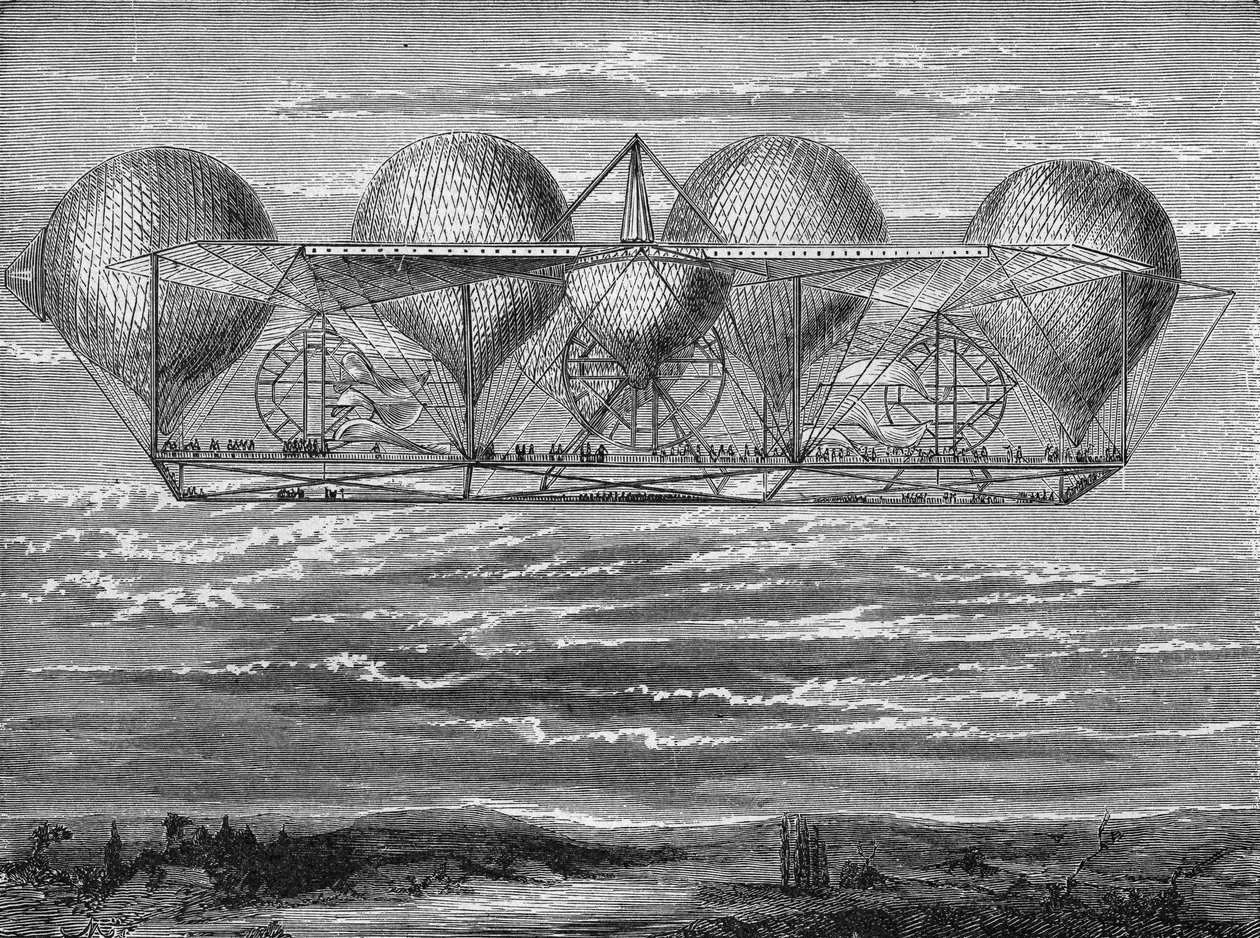 Letadla pana Petina (projekt koncipovaný v roce 1850) - v „“ Album of Science; věhlasní vědci; Velké objevy “”” 1896. od French School