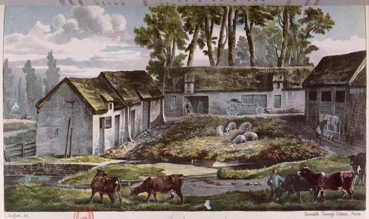 Farma pana Vandercolmese v Armbouts-Cappel (Nord) před úpravou hnojiště, 1867 od French School