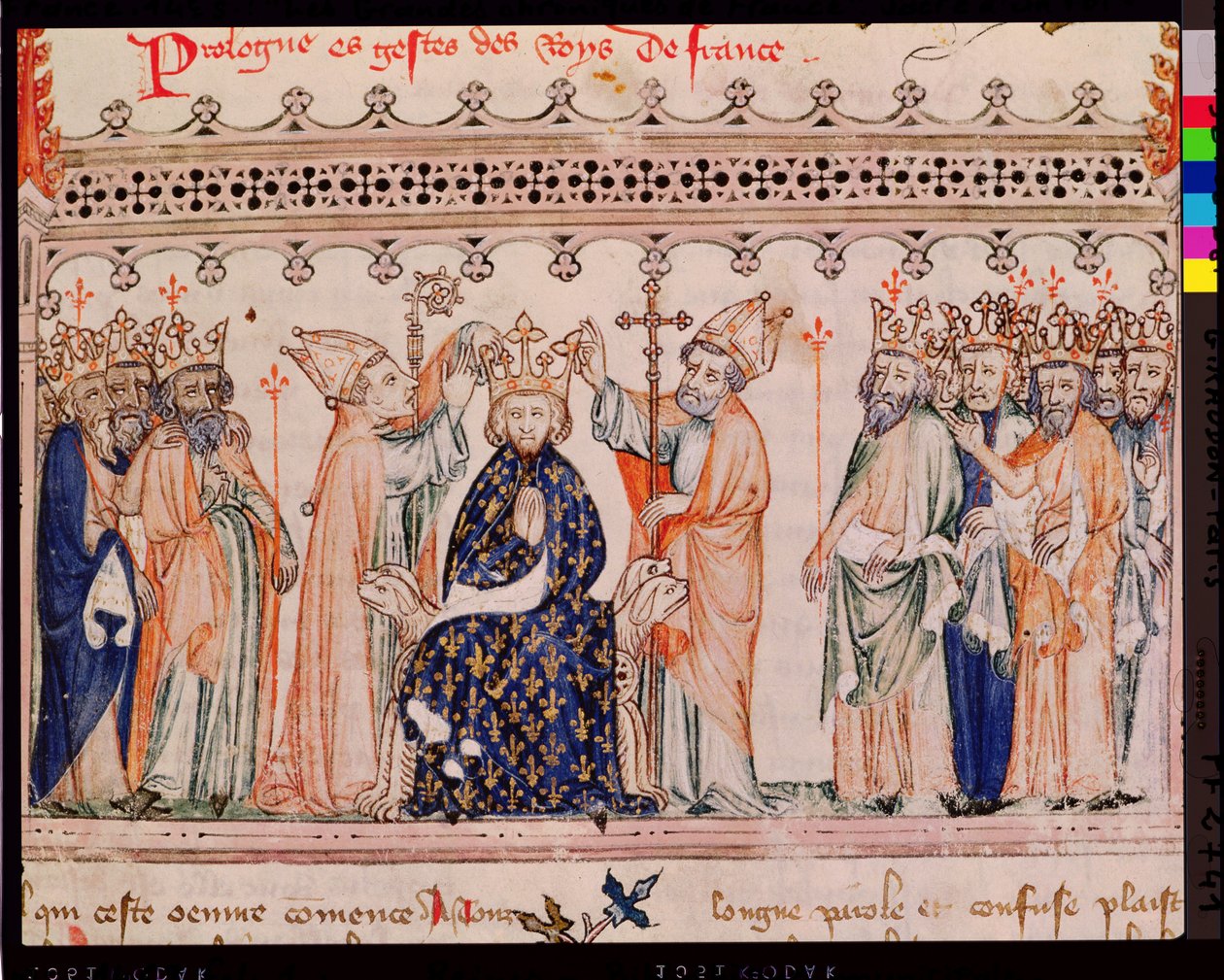 Paní 1469 f.1 Vysvěcení Filipa III. le Bolda (1245-85) francouzského krále, z Grandes Chroniques de France, 1375-79 od French School