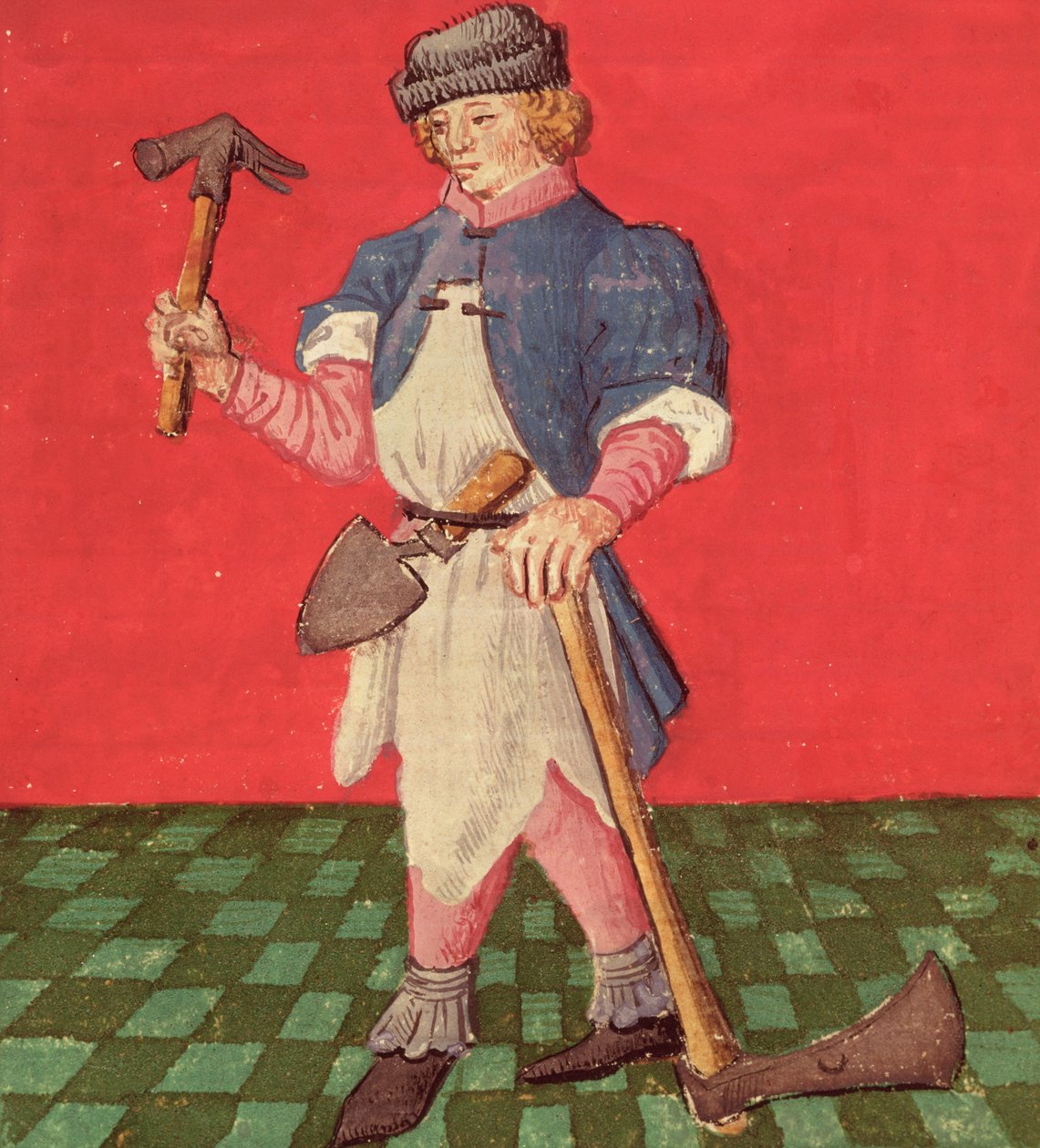 Ms.3066 fol.42 v The Blacksmith, z Le Livre des Echecs Moralises od Jacquese de Cessoles od French School