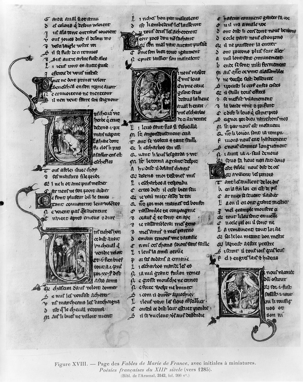 Ms.3142 fol.266 Bajky od Marie de France (fl.12. století), z antologie francouzských básní, c.1280-90 od French School