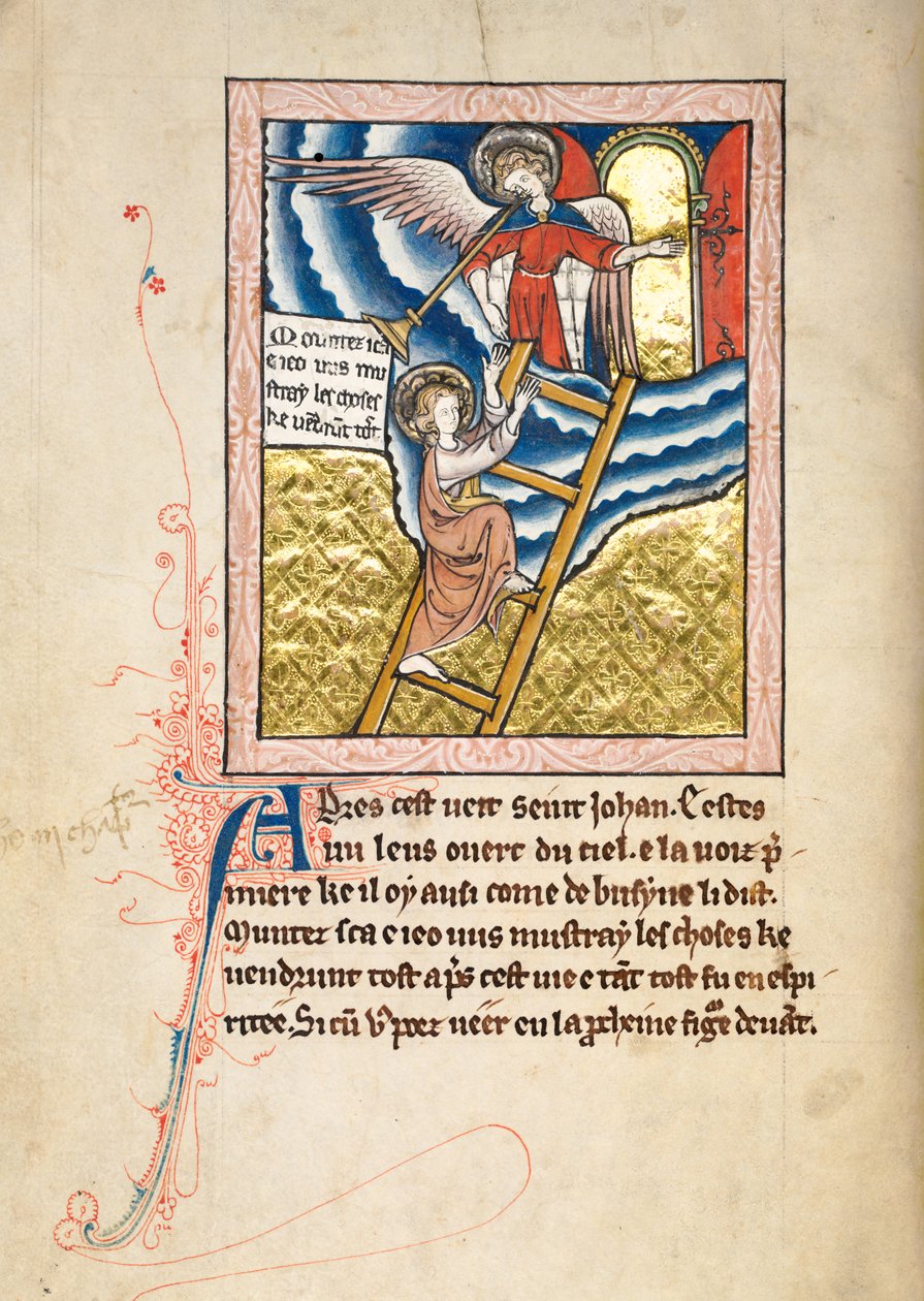Ms65 f12v, Komentář k Apokalypse svatého Jana, konec 13. století (pero, inkoust a tempera na pergamenu) od French School