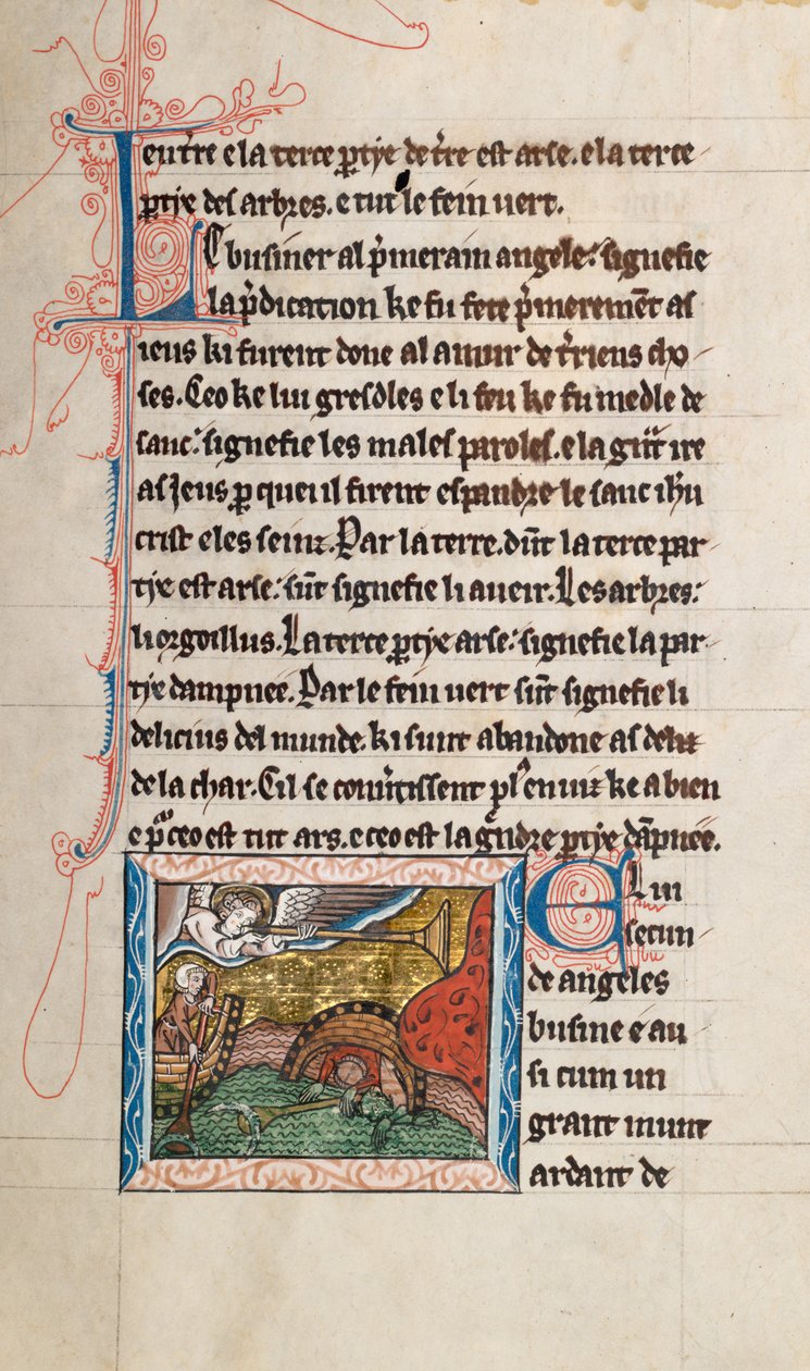 Ms65 f28r, Komentář k Apokalypse svatého Jana, konec 13. století (pero, inkoust a tempera na pergamenu) od French School