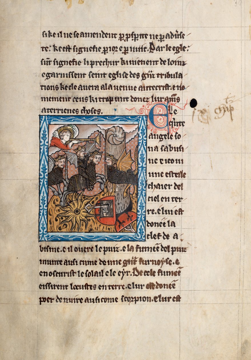 Ms65 f30r, Komentář k Apokalypse svatého Jana, konec 13. století (pero, inkoust a tempera na pergamenu) od French School