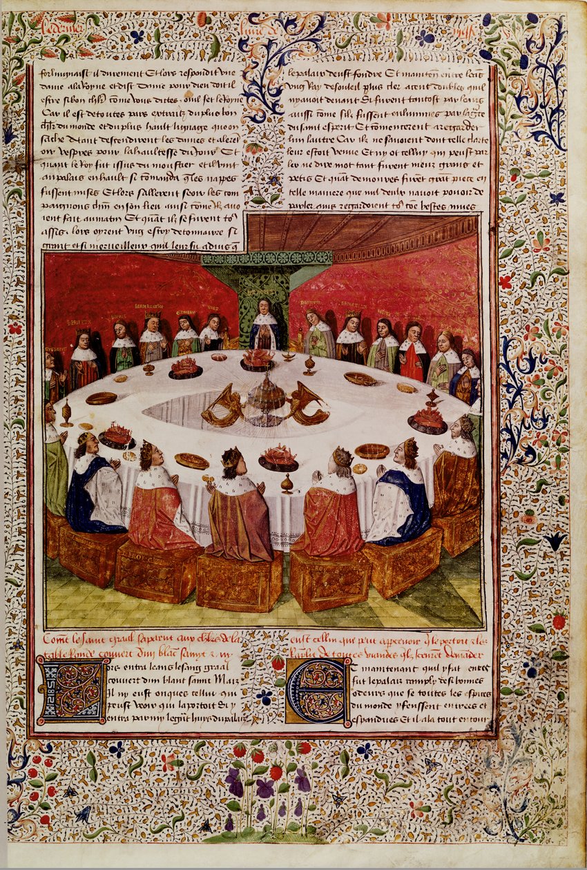 Paní Fr. 112 f.5 Zjevení Svatého Grálu, z Queste del Saint Graal, kolem roku 1470 od French School