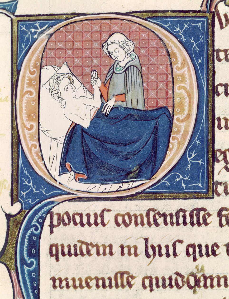 Ms 1003 f.185v Examining a Patient, z Oeuvres de Galien od Claudia Galena (c.130-c.201) od French School