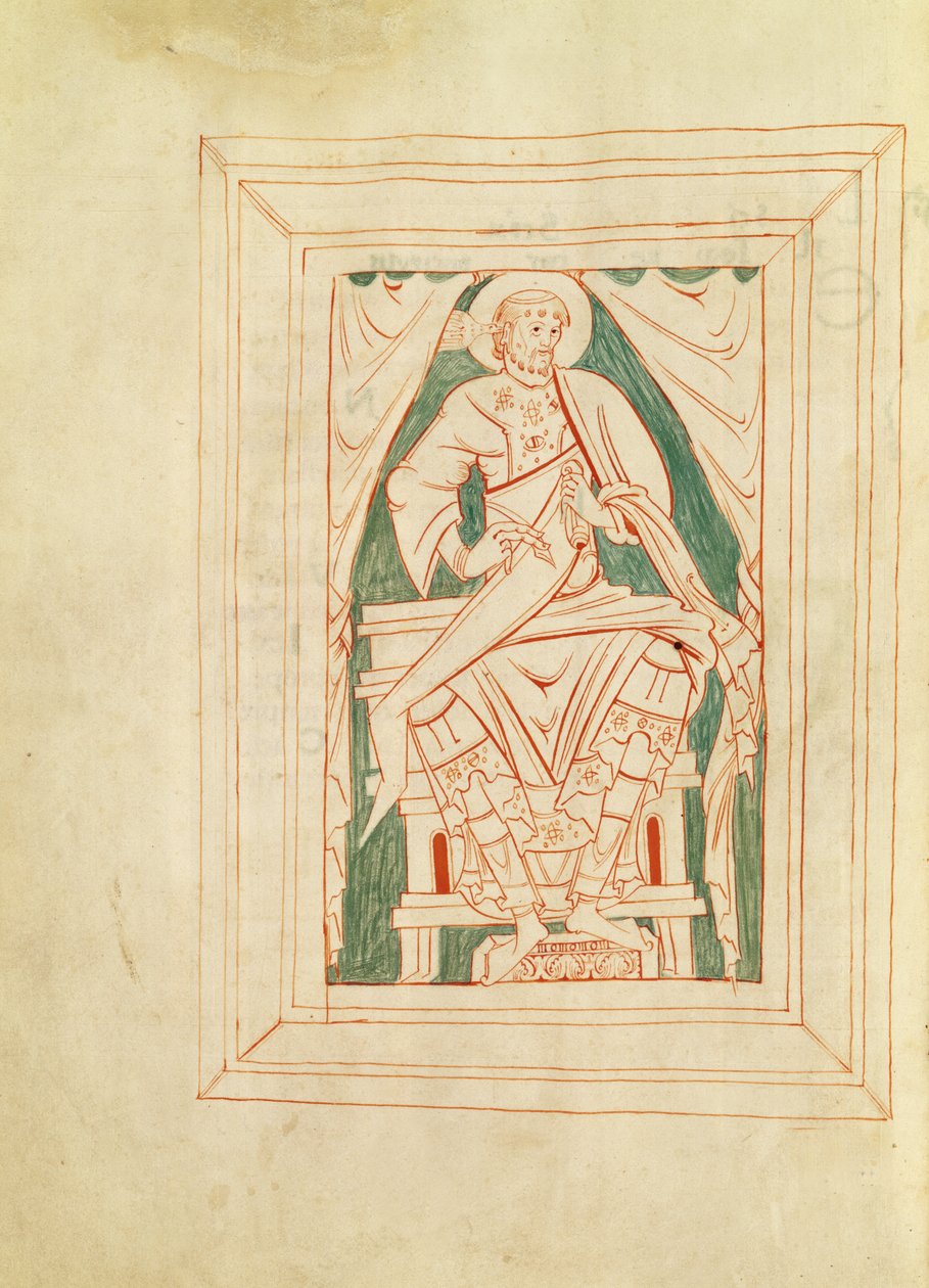 Ms 103 Frontispis s vyobrazením svatého Řehoře Velikého (540-604) z knihy kázání od French School