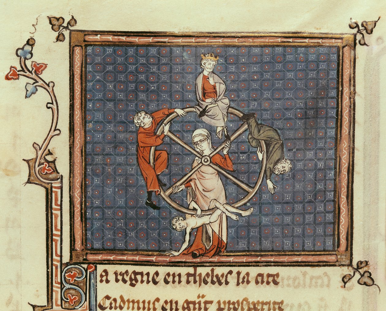 Ms 1044 Fol.74 The Wheel of Fortune, z Ovide Moralise napsal Chretien Legouais od French School