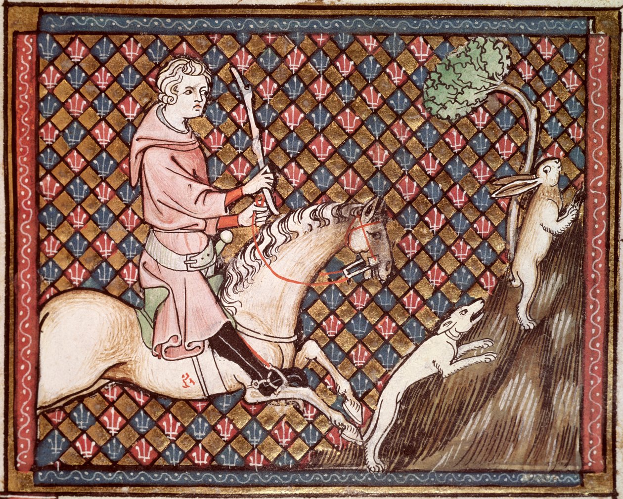Ms 1044 fol.76 Hunting Hares, z Ovide Moralise napsal Chretien Legouais od French School