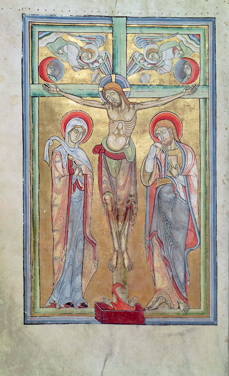 Ms 108 f.58v Ukřižování, ze sakramentáře svatého Amanda od French School
