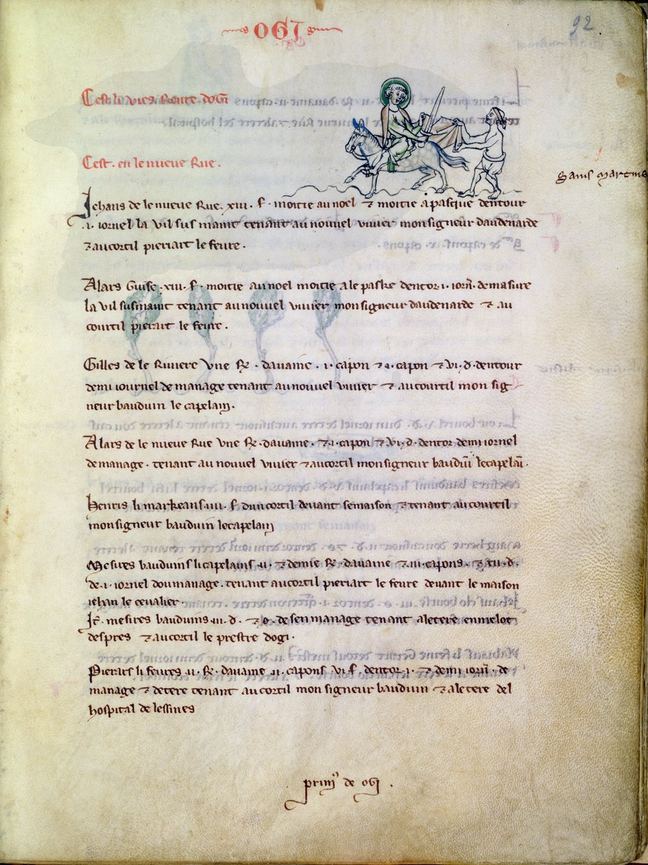 Paní 1175 f.92 Svatý Martin si rozřezává plášť, z Vieil Rentier dAudenarde, 1291-1302 od French School