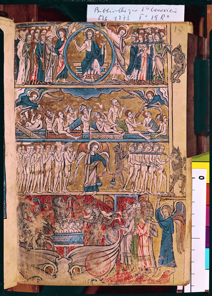 Ms 1273 f.19r Poslední soud, ze žaltáře od French School
