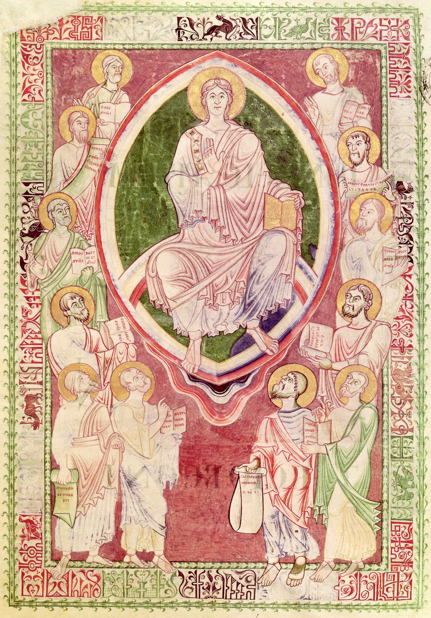 Ms 132 fol.2r Kristus s dvanácti menšími proroky, z Explanatio in Prophetas et Ecclesiasten od sv. Jeronýma, z opatství Citeaux od French School