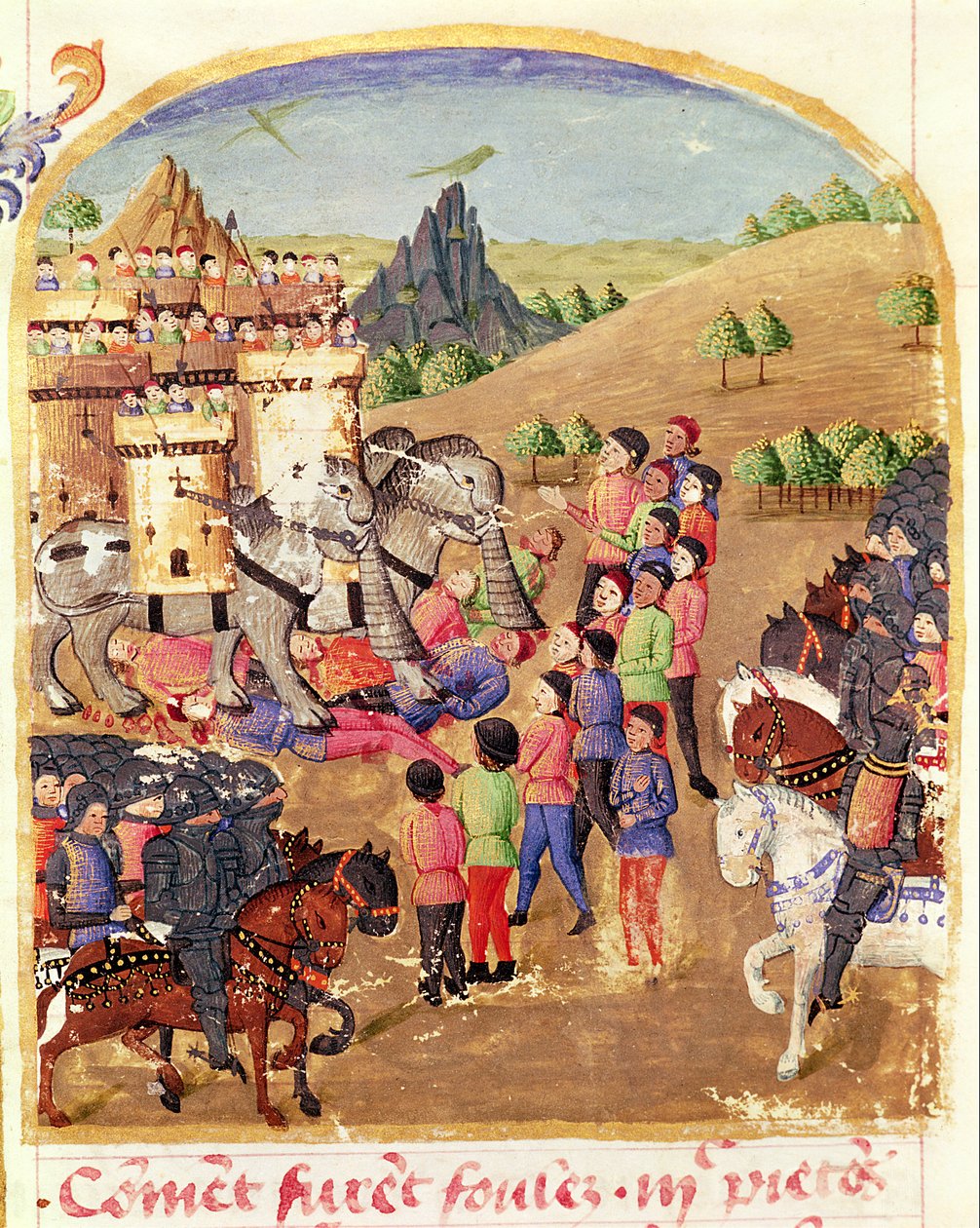Ms 1335 fol. 217 The Elephants of War, z Vie d