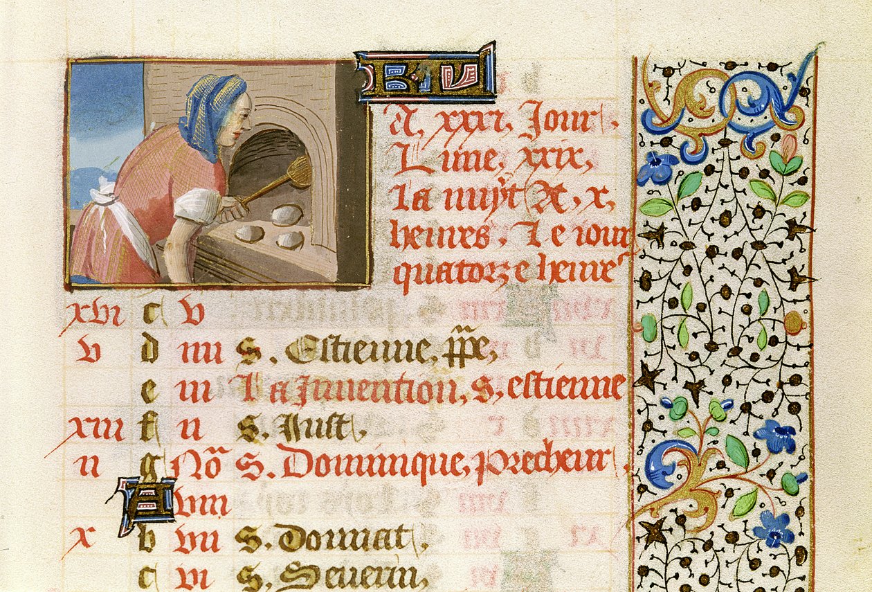 Ms 134 August: Pečení chleba, z knihy hodin od French School