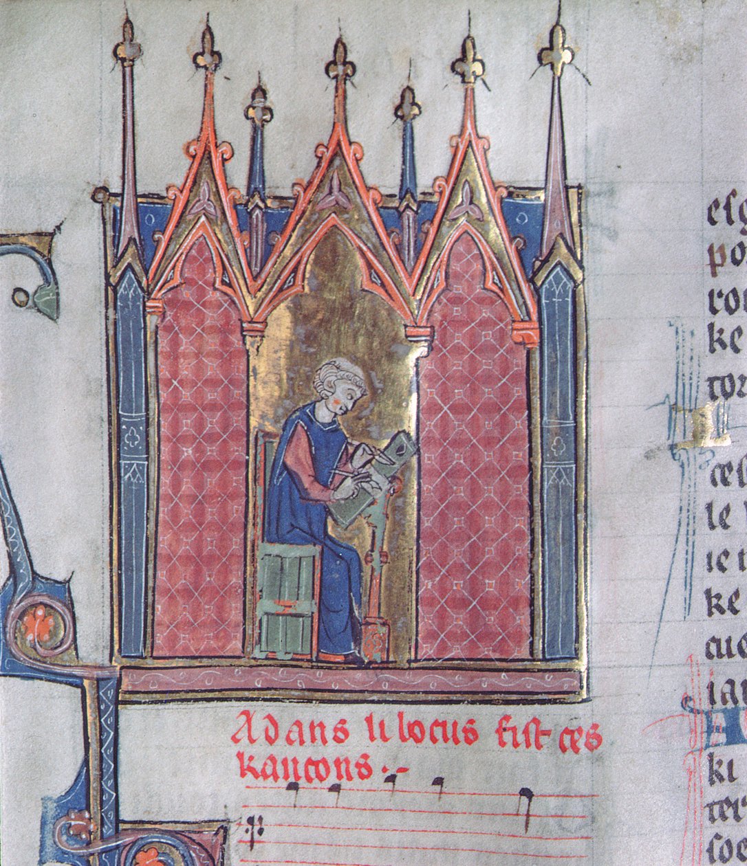 Ms 139 fol.142v Adam de la Halle, z Chansonnier dArras od French School
