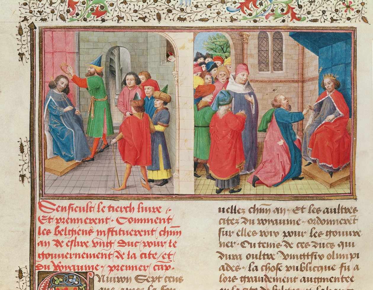 Ms 149 t.1 fol.108v Jak Belgičané volí vévodu, z Histoire des Nobles Princes de Hainaut, Jacques de Guise od French School